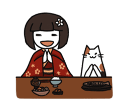 Umeko and cat 2 sticker #397970