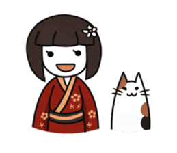 Umeko and cat 2 sticker #397971