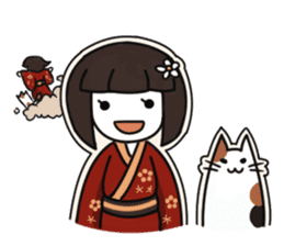 Umeko and cat 2 sticker #397972