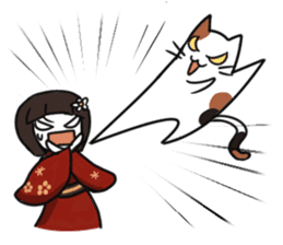 Umeko and cat 2 sticker #397981