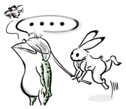 anthropomorphic rabbits and frogs sticker #402191
