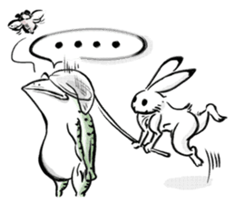 anthropomorphic rabbits and frogs sticker #402191