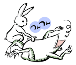 anthropomorphic rabbits and frogs sticker #402209