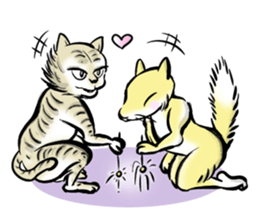 anthropomorphic rabbits and frogs sticker #402219