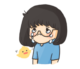 Glassed girl & Yellow duck sticker #404663