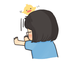 Glassed girl & Yellow duck sticker #404665