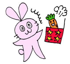 Happy Rabbit & Carrot sticker #458271
