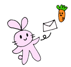 Happy Rabbit & Carrot sticker #458289