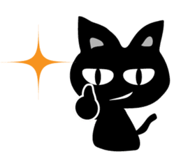 cool black cat - KURO - sticker #465176