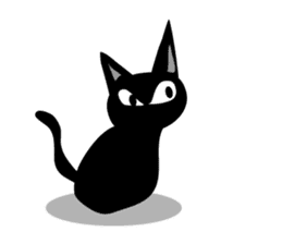 cool black cat - KURO - sticker #465188