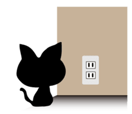 cool black cat - KURO - sticker #465196