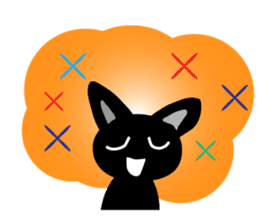 cool black cat - KURO - sticker #465212