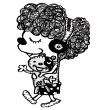 monochrome afro kids sticker #466302