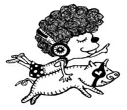 monochrome afro kids sticker #466304