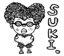 monochrome afro kids sticker #466309