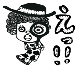 monochrome afro kids sticker #466313