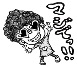 monochrome afro kids sticker #466315