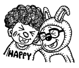 monochrome afro kids sticker #466330