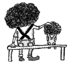 monochrome afro kids sticker #466332