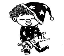 monochrome afro kids sticker #466333