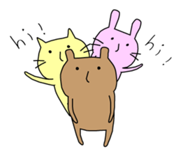 A cat, a rabbit, and a bear. sticker #469375