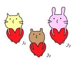 A cat, a rabbit, and a bear. sticker #469376