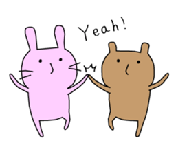 A cat, a rabbit, and a bear. sticker #469377