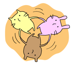 A cat, a rabbit, and a bear. sticker #469393