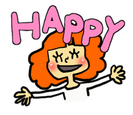 Stamp girl with red hair sticker #513835