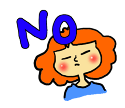 Stamp girl with red hair sticker #513836