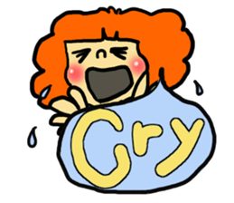 Stamp girl with red hair sticker #513838