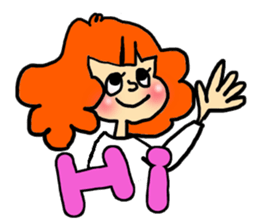 Stamp girl with red hair sticker #513843