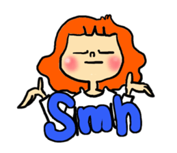 Stamp girl with red hair sticker #513848