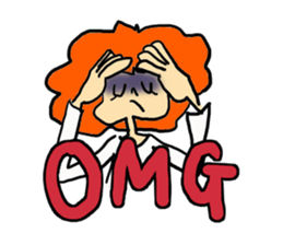 Stamp girl with red hair sticker #513849