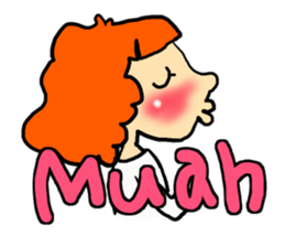 Stamp girl with red hair sticker #513851