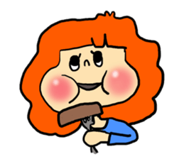 Stamp girl with red hair sticker #513856