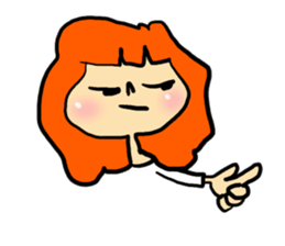 Stamp girl with red hair sticker #513857