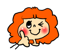 Stamp girl with red hair sticker #513859