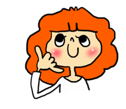 Stamp girl with red hair sticker #513864