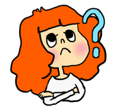 Stamp girl with red hair sticker #513865