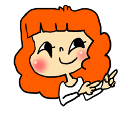 Stamp girl with red hair sticker #513866