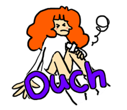 Stamp girl with red hair sticker #513868