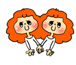 Stamp girl with red hair sticker #513869