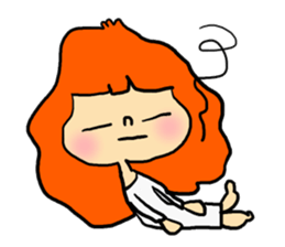 Stamp girl with red hair sticker #513872