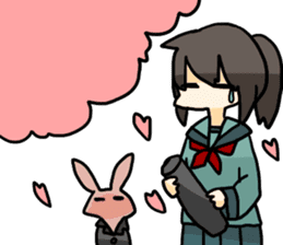 Girl and a rabbit sticker #514791