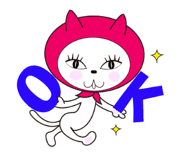 Cat of pink hood sticker #519640