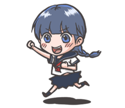 Cheerful girl who wears a sailor collar sticker #521554