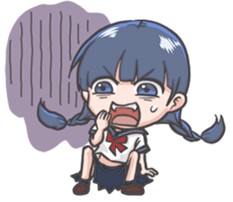 Cheerful girl who wears a sailor collar sticker #521560