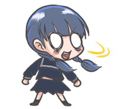 Cheerful girl who wears a sailor collar sticker #521566