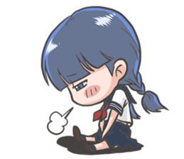 Cheerful girl who wears a sailor collar sticker #521569